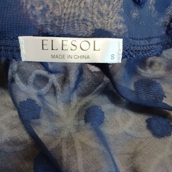 Elesol Swiss Dot Open Front Blue Kimono Cardigan Size Small - Picture 4 of 9